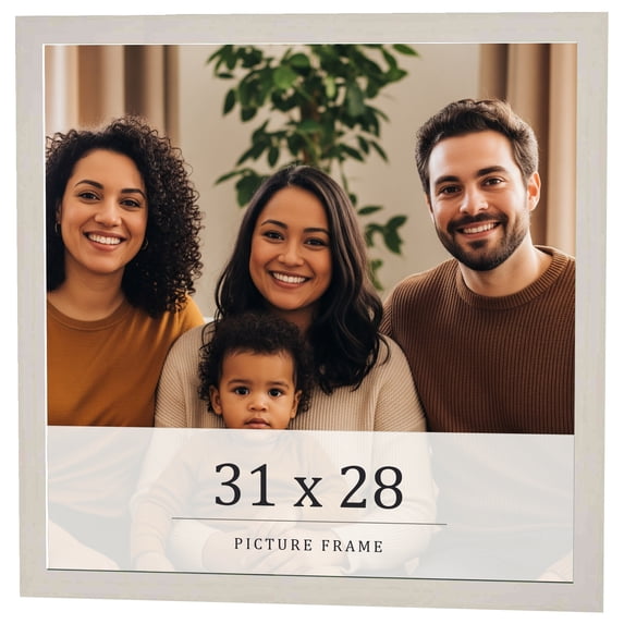 31x28 Frame White Wheat Solid Wood Picture Frame | Moulding Width 0.75 Inches | Interior Depth 0.5