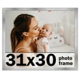 thumbnail image 1 of 31x30 Frame Silver Stainless Steel Solid Wood Picture Frame | 0.75 Inch Moulding Width | Includes, 1 of 8