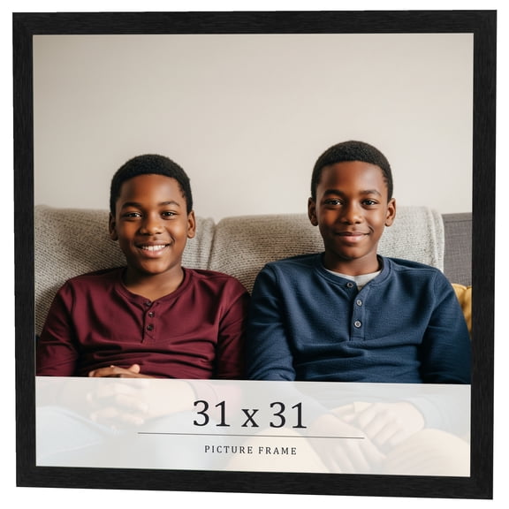 31x31 Frame Black Charcoal Grey Wood Textured Picture Frame | 0.75 Inch Moulding Width | Gunmetal