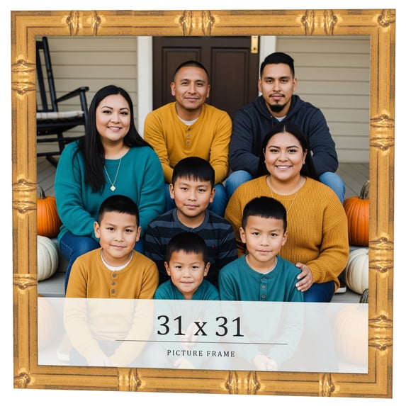 31x31 Frame Gold Bamboo Solid Wood Picture Frame | 1 Inch Moulding Width | Interior Frame Depth
