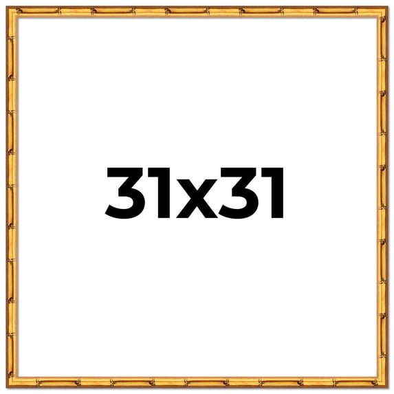 31x31 Frame Gold Bamboo Solid Wood Picture Frame | 1 Inch Moulding Width | Interior Frame Depth
