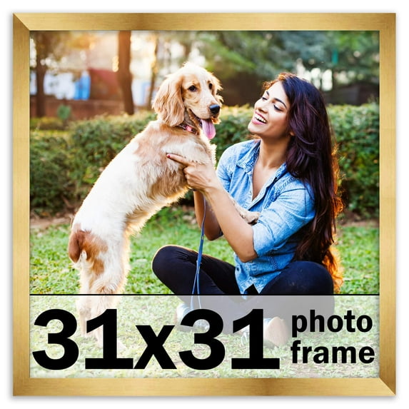 31x31 Frame Gold Bronze Modern Solid Wood Picture Frame | 0.75 Inch Moulding Width | Includes UV