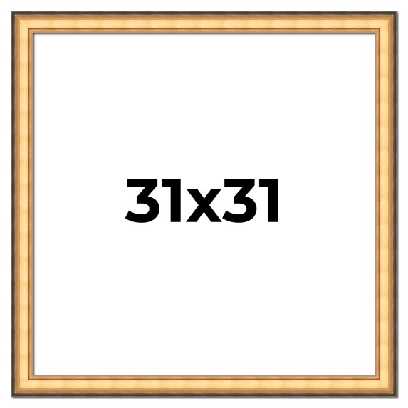 31x31 Frame Gold Plein Aire Solid Wood Picture Frame Width 2 Inches | Interior Frame Depth 0.5