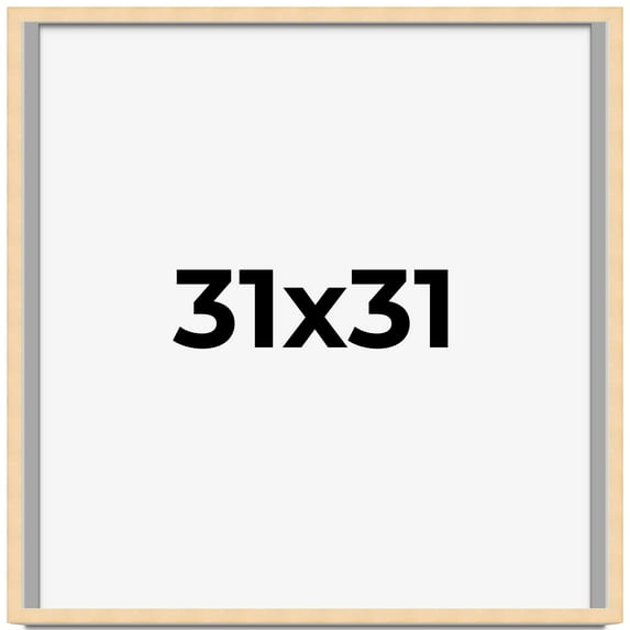 31x31 Frame Natural Wood Picture Frame | 0.75 Inch Moulding Width | with UV Acrylic Plexiglass,