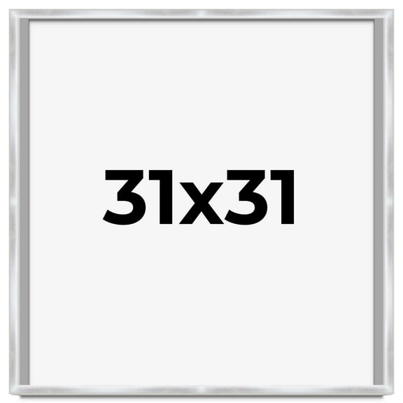 31x31 Frame Silver Whitewashed Wood Grain Solid Wood Shadow Box | 0.75 Inch Moulding Width | 0.75