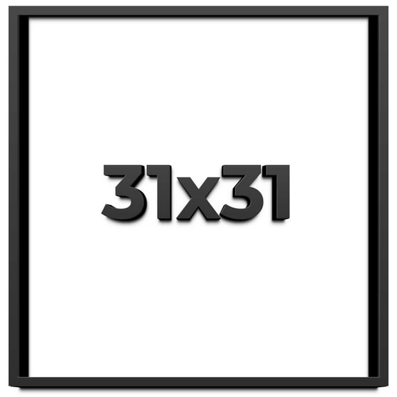 31x31 Shadow Box Frame Black | 2 Inches Deep Real Wood Contemporary Shadowbox Display Frame | UV