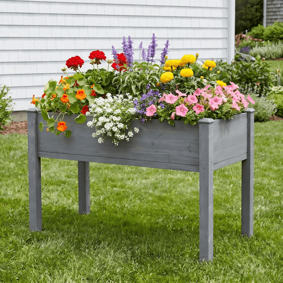31x31x16 inch Raised Garden Bed with Legs, Elevated Wooden Planter Box for Outdoor Plants Flowers Fruits Vegetable Herb Growing