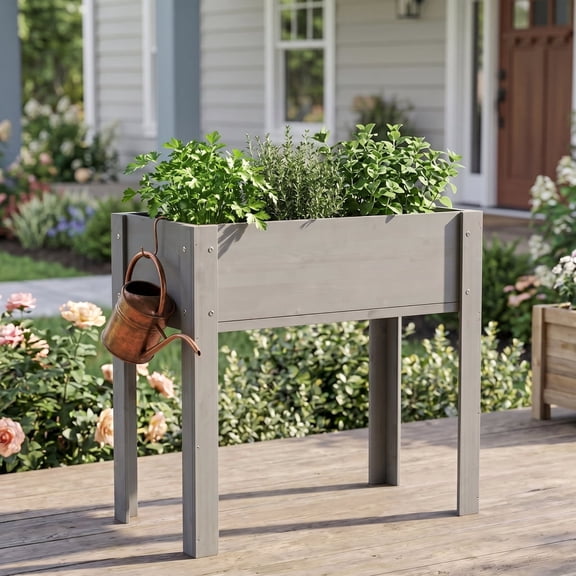 31x31x16 inch Raised Garden Bed with Legs, Elevated Wooden Planter Box for Outdoor Plants Flowers Fruits Vegetable Herb Growing