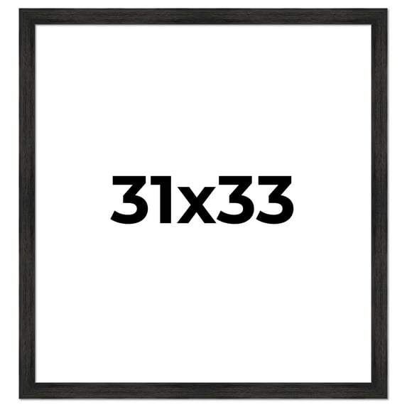 31x33 Frame Black Rustic Barnwood Solid Wood Picture Frame | 1.5 Inch Moulding Width | Includes UV