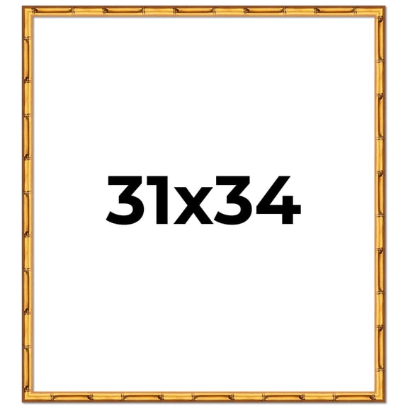 31x34 Frame Gold Bamboo Picture Frame - Complete Modern Photo Frame Includes UV Acrylic Shatter