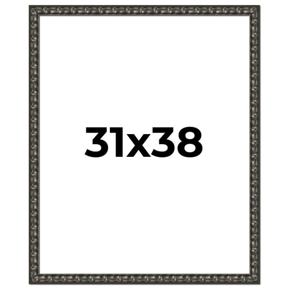 31x38 Frame Black-Brown Medieval Solid Wood Picture Frame | 1.5 Inch Moulding Width | Gotham