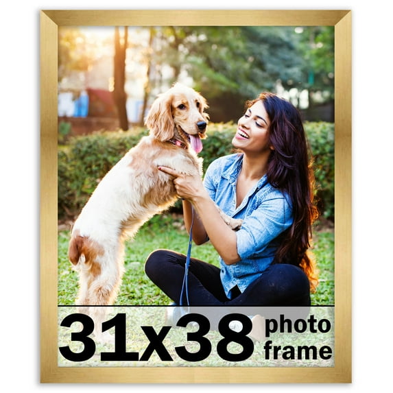31x38 Frame Gold Bronze Modern Solid Wood Picture Frame | 0.75 Inch Moulding Width | Includes UV