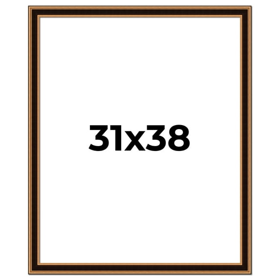 31x38 Frame Gold Brown Plein Air Vintage Solid Wood Picture Frame | 1.75 Inches Moulding Width |