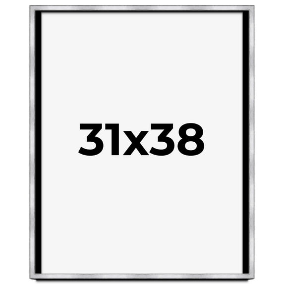 31x38 Shadow Box Frame Silver | 1.375 Inches Deep Real Wood Contemporary Shadowbox Display Frame |