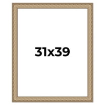 31x39 Frame Ornate Silver Beaded Solid Wood Picture Frame Width 2.5 Inches | Interior Depth 1
