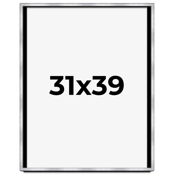 31x39 Shadow Box Frame Silver | 1.375 Inches Deep Real Wood Contemporary Shadowbox Display Frame |