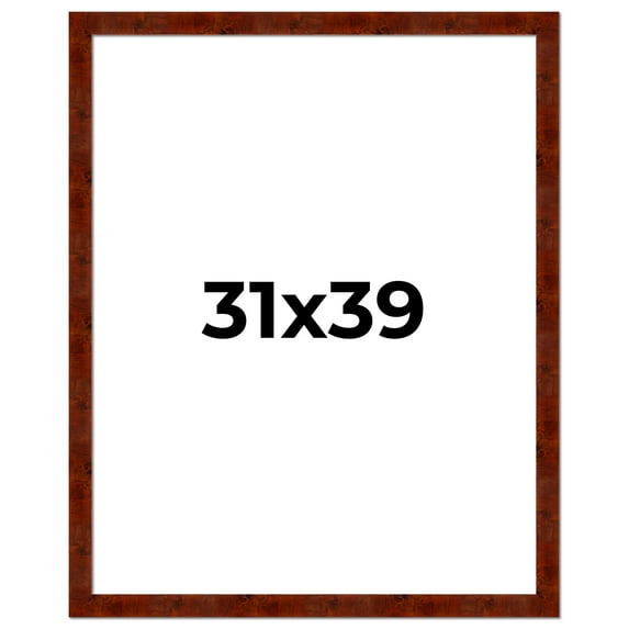 31x39 Walnut Brown Veneer Real Wood Picture Frame Width 1.75 inches | Interior Frame Depth 0.5