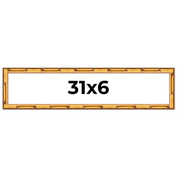 31x6 Frame Gold Bamboo Picture Frame - Complete Modern Photo Frame Includes UV Acrylic Shatter