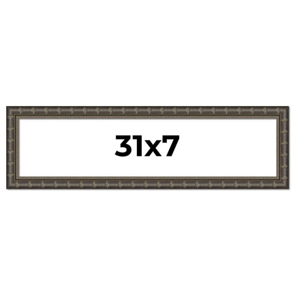 31x7 Frame Black Bamboo Solid Wood Picture Frame Width 1.5 Inches | Interior Frame Depth 0.5 Inches