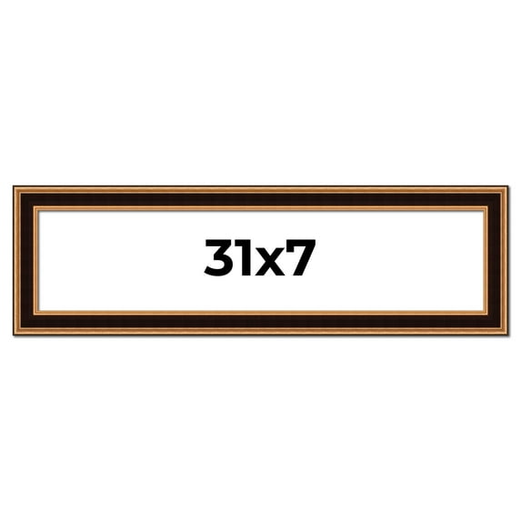 31x7 Frame Gold Brown Plein Air Vintage Solid Wood Picture Frame | 1.75 Inches Moulding Width |