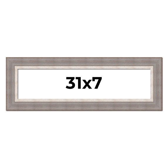 31x7 Frame Grey Real Wood Picture Frame Width 2.75 Inches | Interior Frame Depth 0.5 Inches | Linus