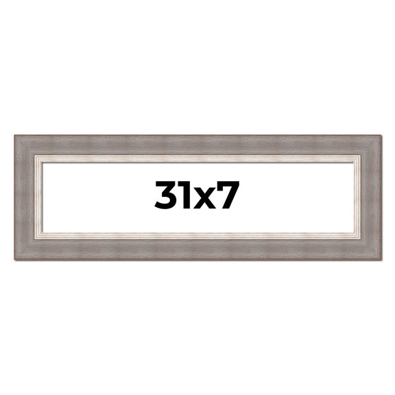 31x7 Frame Grey Real Wood Picture Frame Width 2.75 Inches | Interior Frame Depth 0.5 Inches | Linus