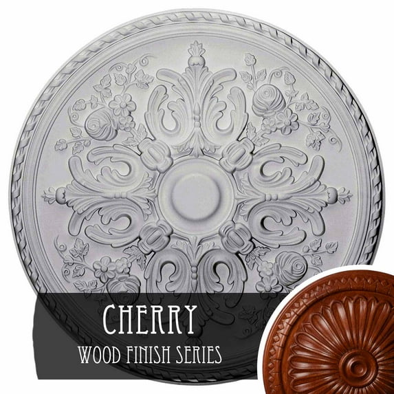 32 1/4"OD x 3 5/8"ID x 1 1/8"P Angel Ceiling Medallion (Fits Canopies up to 15 3/4"), Hand-Painted Cherry