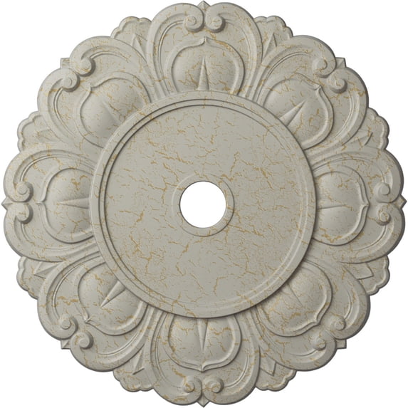 32 1/4"OD x 3 5/8"ID x 1 1/8"P Angel Ceiling Medallion (Fits Canopies up to 15 3/4"), Hand-Painted Pot of Cream Crackle