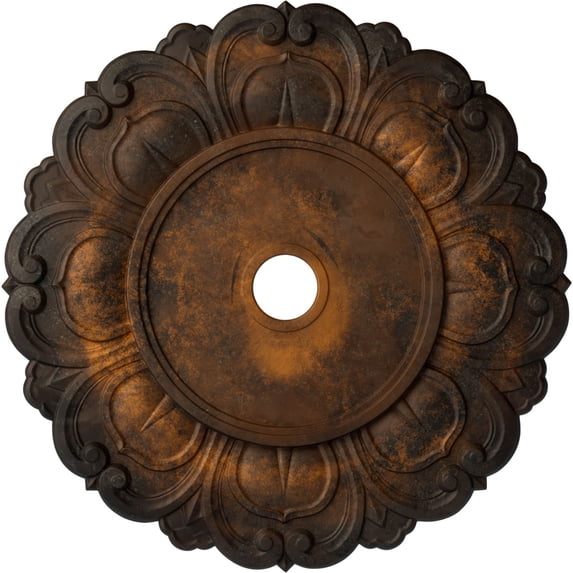 32 1/4"OD x 3 5/8"ID x 1 1/8"P Angel Ceiling Medallion (Fits Canopies up to 15 3/4"), Hand-Painted Rust