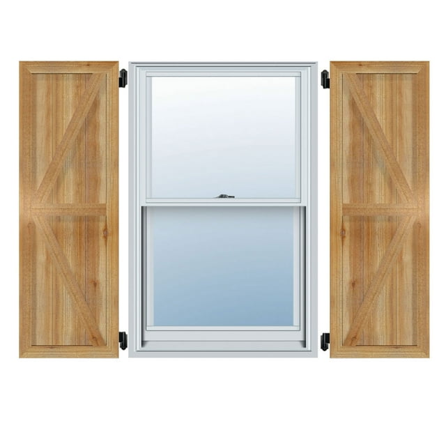 32 1/4"W x 62"H TimberCraft Six 5 3/8" Boards Framed Board-n-Batten Shutters w/Z-Bar, Rough Sawn Western Red Cedar (Per Pair)