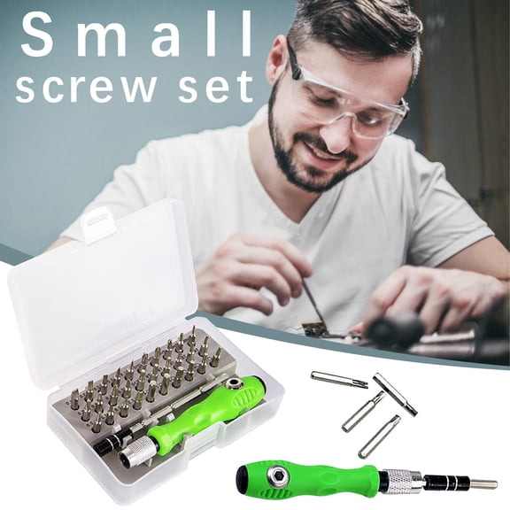 32 in 1 Precision Screwdriver Set - Mini Repair Tool Kit, Chrome Vanadium Steel, 120x75mm, Ideal for Mobile Phone & Laptop Repairs, Includes 30 Bits & Extension Bar Green
