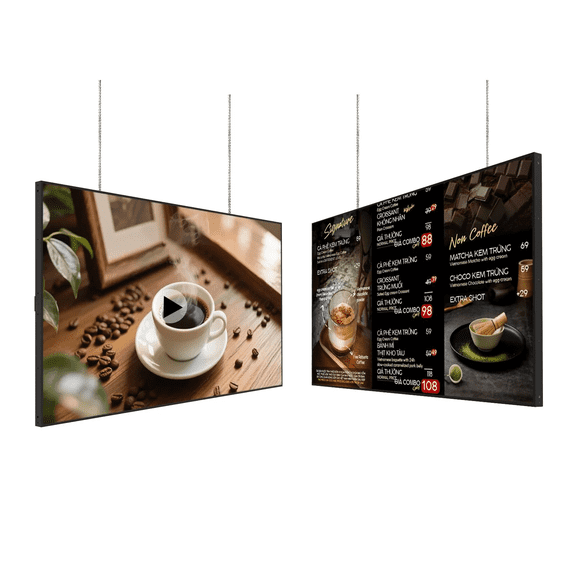360SPB 32" 1000nits Wall Mount Digital Signage, Slim Fit Frameless Digital Signage Display, LCD Monitor Advertising Screen, Android OS with HDMI in, Publishing Content with U-Disk/APP/CMS