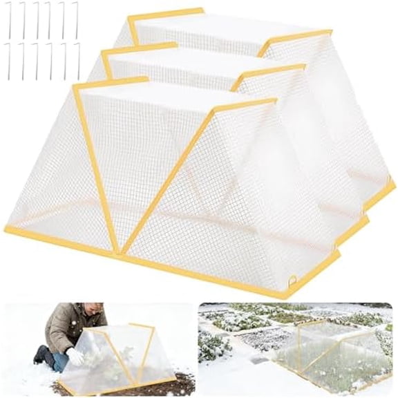 32*14*13 Plant Covers Freeze Protection kit for Winter, with Ground Pegs, Raised Bed Cover, Frost covers for outdoor plants, for Gardens, Patios, Vegetable Gardens, Protect Pests, 3 Pack