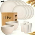 thumbnail image 1 of 32/16pcs Wheat Straw Large Size Dinnerware Set, Service For 8/4, Kitchen Accessories, Unbreakable Modern Dish Set-Plate/Dessert Plate/Bowl/Cup, Dishwasher And Microwave Safe, Lightweight Tableware, 1 of 6
