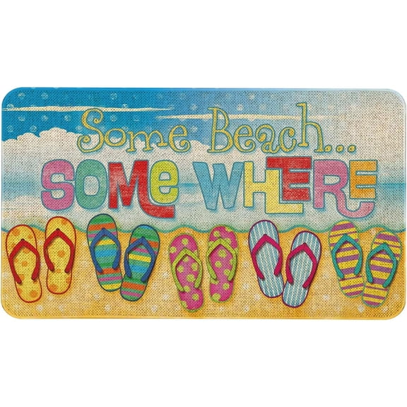 32*20inchesSummer Flip Flops Door Mat Some Beach Some Where Doormat Indoor Entrance Floor Mat Non Slip Spring Summer Decor Rubber Welcome Mats,