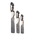 thumbnail image 1 of 32", 23", 20"H Brown Wood Standing African Woman Sculpture with Baskets on Their Heads, by DecMode (3 Count), 1 of 8