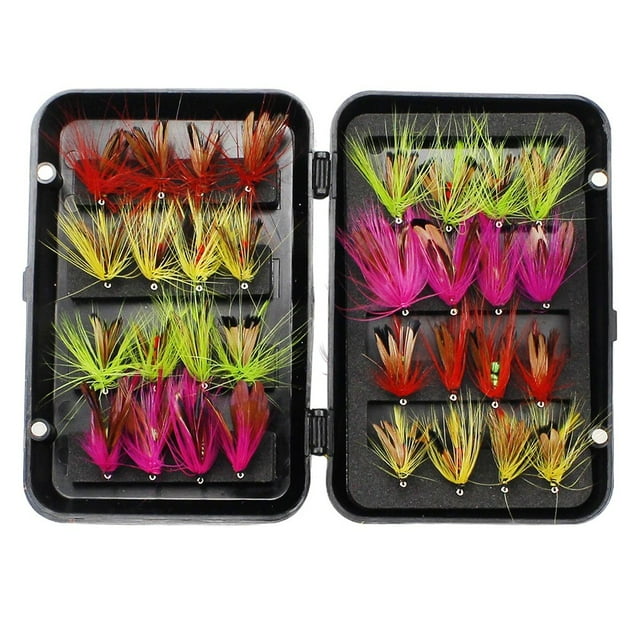 32/24pcs Fly Fishing Flies Kit with Dry/Wet Nymphs Ants for Bass Trout