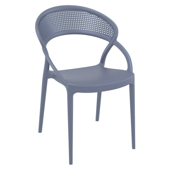 32.25" Gray Mesh Outdoor Patio Round Dining Chair