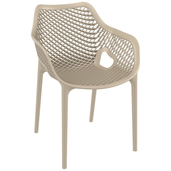 Luxury Commercial Living 32.25" Taupe Gray Outdoor Patio Dining Arm Chair - Extra Large