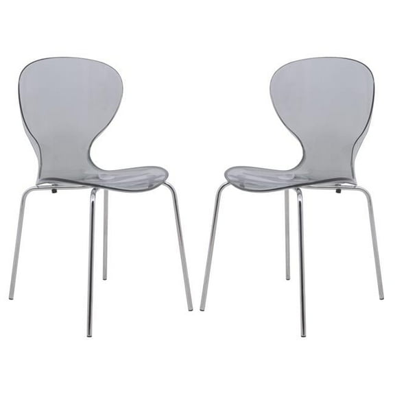 32.25 x 17 x 16.25 in. Modern Oyster Transparent Side Chair, Transparent Black - Set of 2