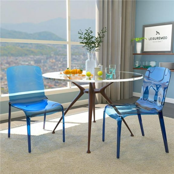 32.25 x 20.5 x 21 in. Murray Modern Dining Chair, Transparent Blue - Set of 2