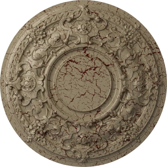 32 3/4"OD x 2 1/2"P Jackson Ceiling Medallion (Fits Canopies up to 13 1/2"), Hand-Painted Gobi Desert Crackle