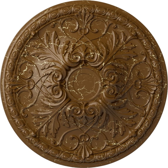 32 3/8"OD x 3 1/2"P Tristan Ceiling Medallion (Fits Canopies up to 6 1/4"), Hand-Painted Smokey Topaz Crackle