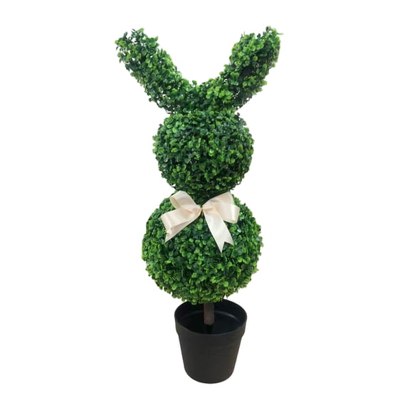 32.3 Inch Easter Bunny Artificial Bunny Shaped Topiary Trees, Artificial Green Boxwood Bunny Decorations, Perfect for Indoor & Outdoor Front Porch, Easter& Garden Decor