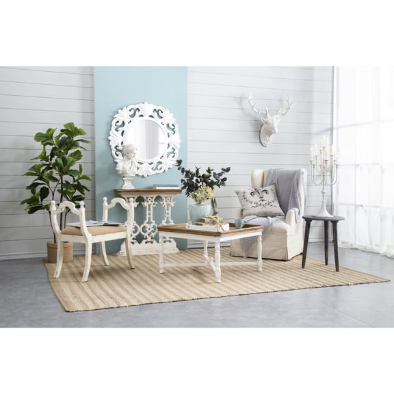 32.3" Vintage Console Table With Brown Wood Surface And Intricate Base, Functional Furniture Style Top Space Saving Feature