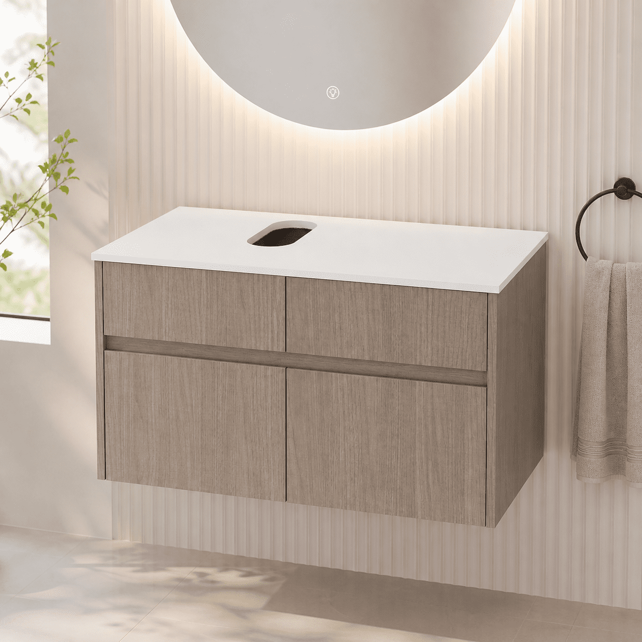 32(31-1/2") Inch Wall-Mounted Bathroom Vanity, 2-Soft Close Doors and 1-Drawer, KD-Packing, Particle Board (Vanity Only, Without Sink)