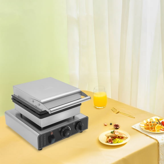 32*32*24cm 16 Grids Silver Commercial Waffle Maker Tabletop Round Electric Waffle Machine with Temperature Control