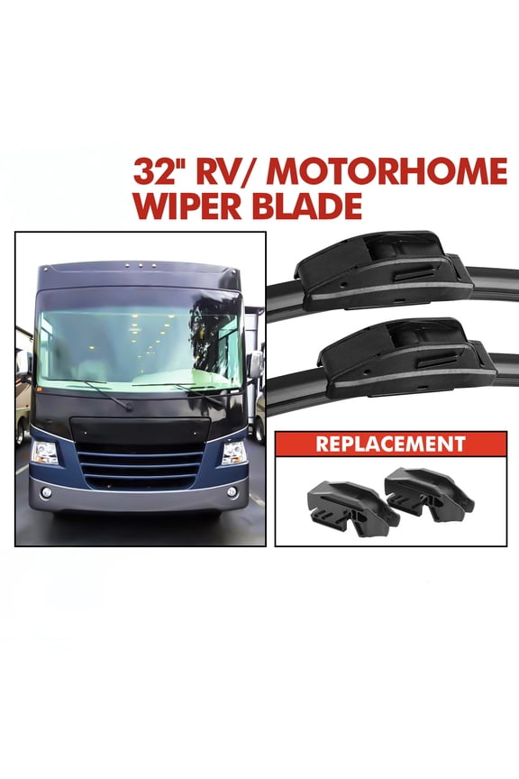 32"+32" RV Windshield Wipers 9mm 12mm J Hook Replacement for Premium All-Season Automotive Windshield Wiper Blades
