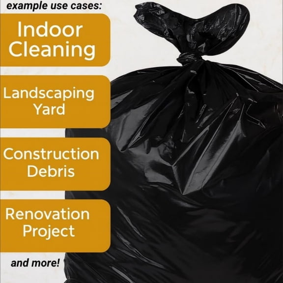 32-33 Gallon Black Trash Bags, Heavy-Duty | 32 x 38 | 250 Count Bulk Pack | Large, Durable & Tear-Resistant Garbage Bags for Home, Commercial, Construction & Outdoor Use