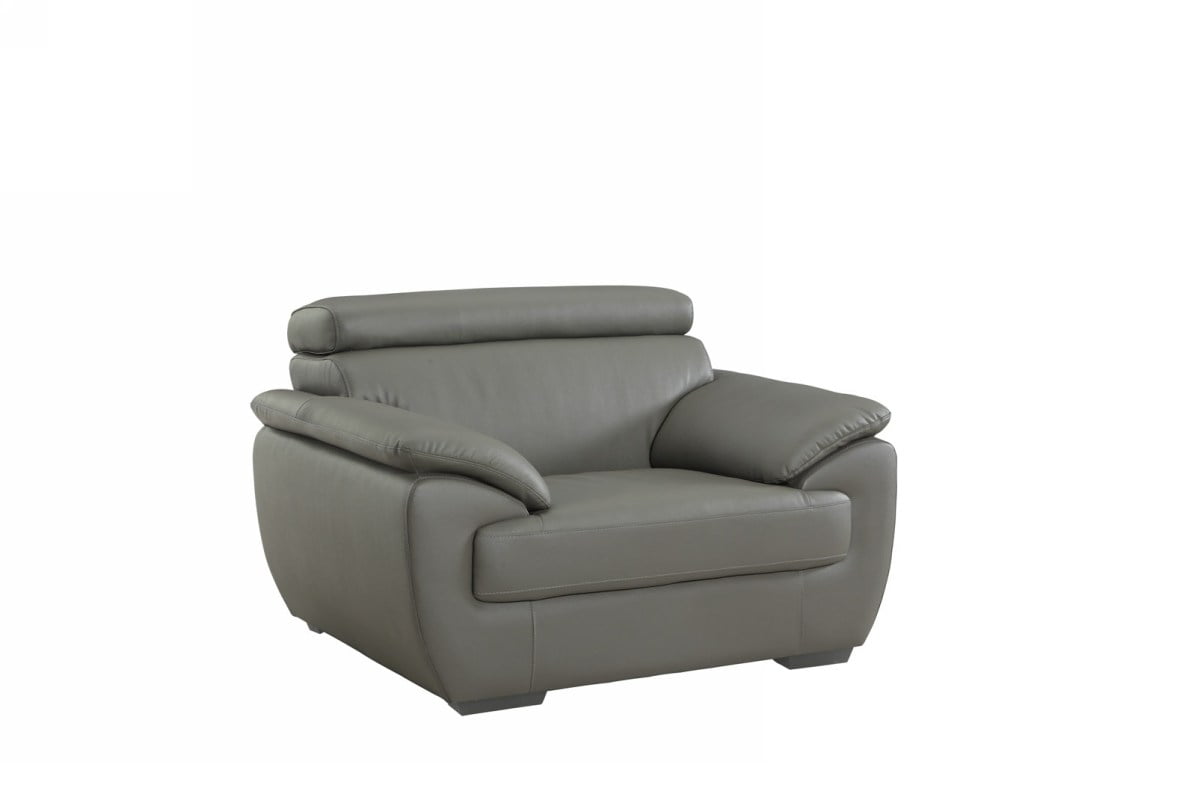 32-38" Modern Grey Leather Recliner Chair with Foam Comfort